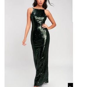 Emerald green sequin gown